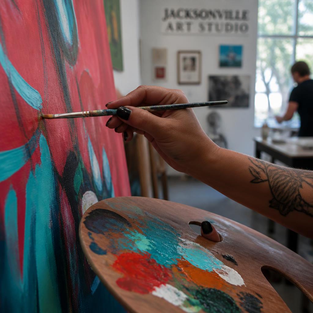 Artist's hands painting a watercolor botanical